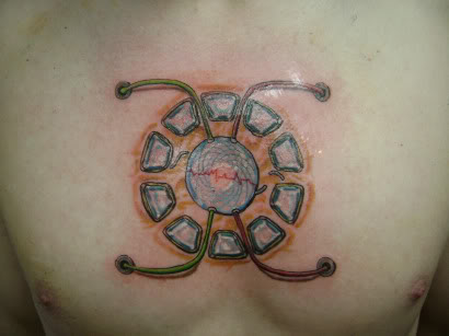This Iron Man Arc Reactor tattoo was delivered to me via Google reader today 